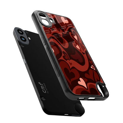 Y2K Red Meltdown Hearts sleek cmf nothing phone 1 cover with tempered glass back and TPU edges