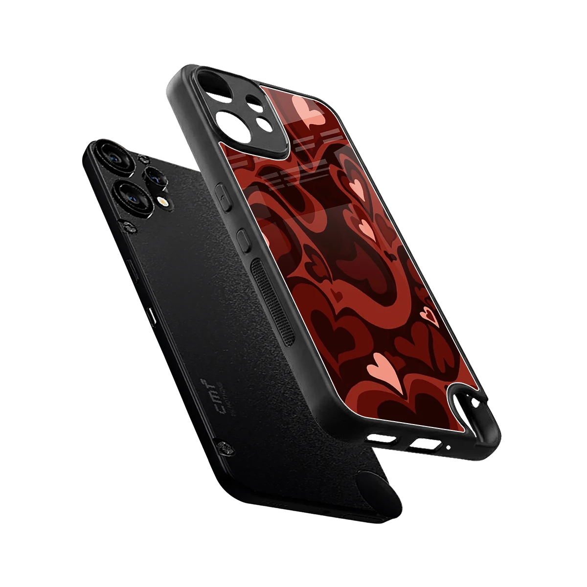 Y2K Red Meltdown Hearts sleek cmf nothing phone 2 pro cover with tempered glass back and TPU edges