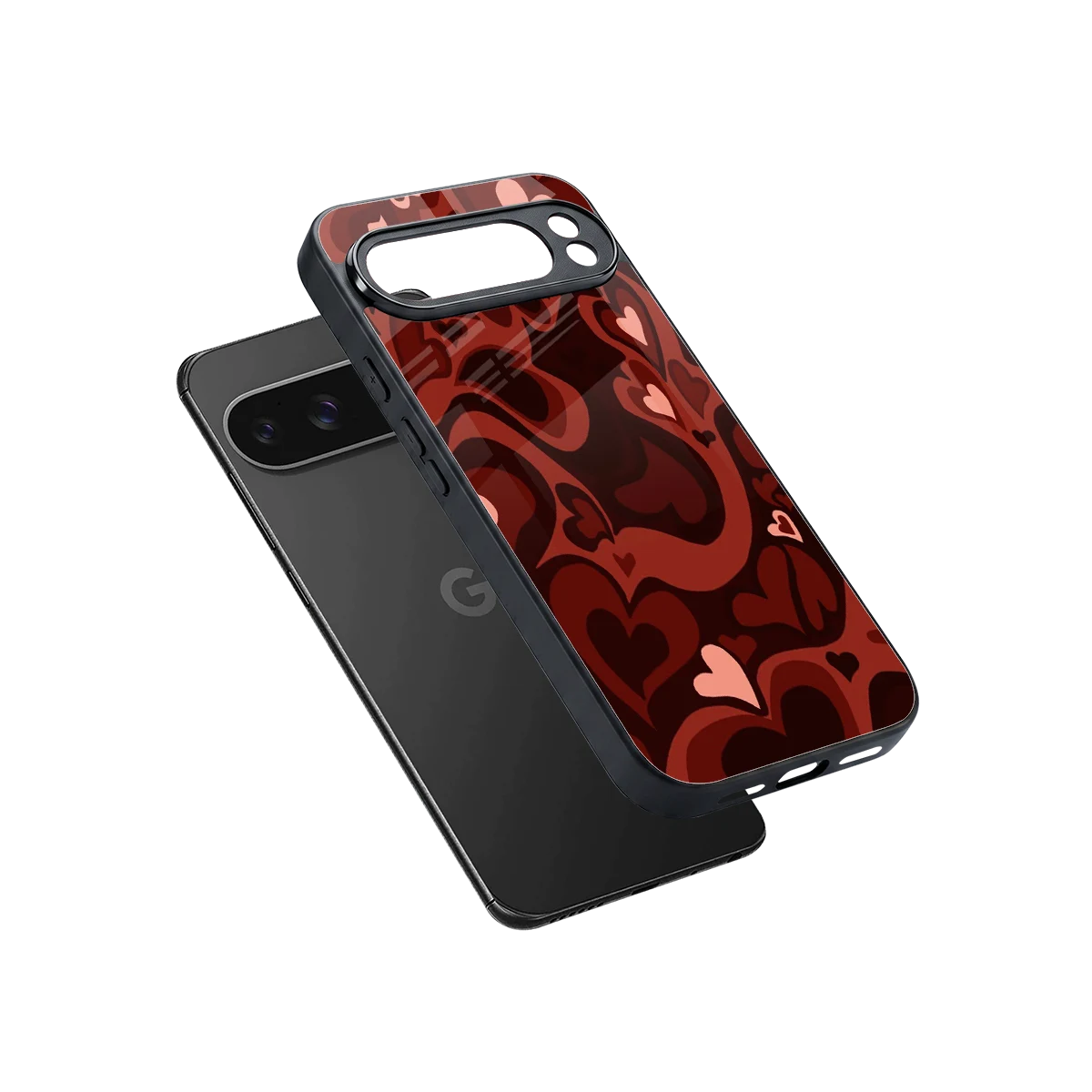 Y2K Red Meltdown Hearts sleek google pixel 10 pro xl cover with tempered glass back and TPU edges