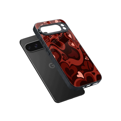 Y2K Red Meltdown Hearts sleek google pixel 10 pro xl cover with tempered glass back and TPU edges