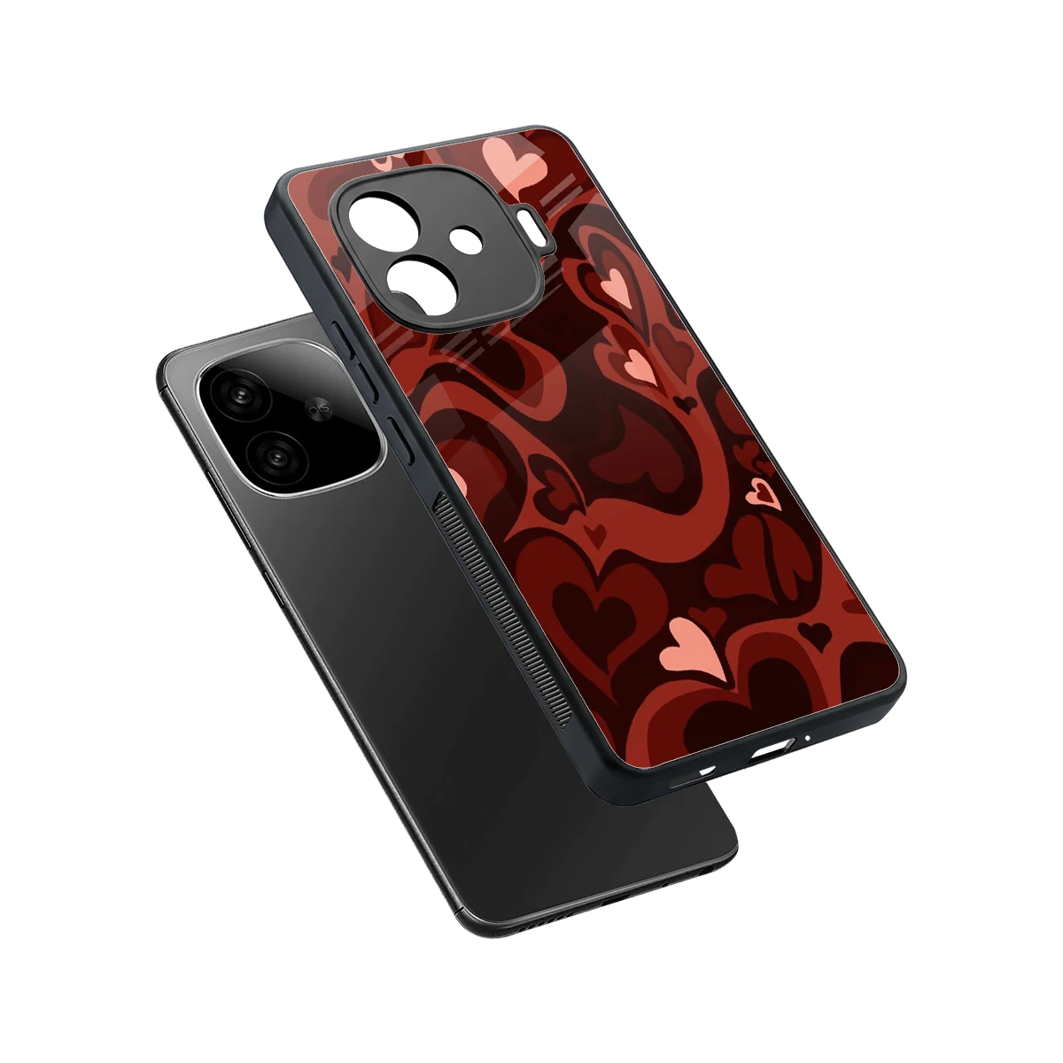 Y2K Red Meltdown Hearts sleek iqoo neo 10r 5g cover with tempered glass back and TPU edges