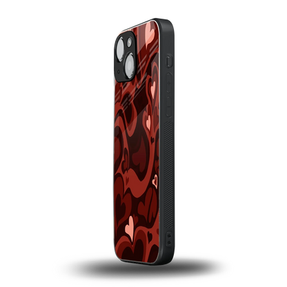 Y2K Red Meltdown Hearts iphone 13 mini mobile cover | shockproof glass phone case