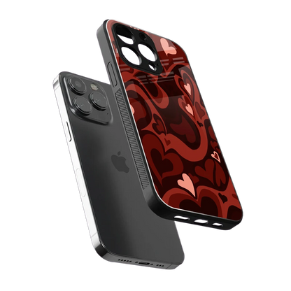 Y2K Red Meltdown Hearts sleek iphone 13 pro cover with tempered glass back and TPU edges