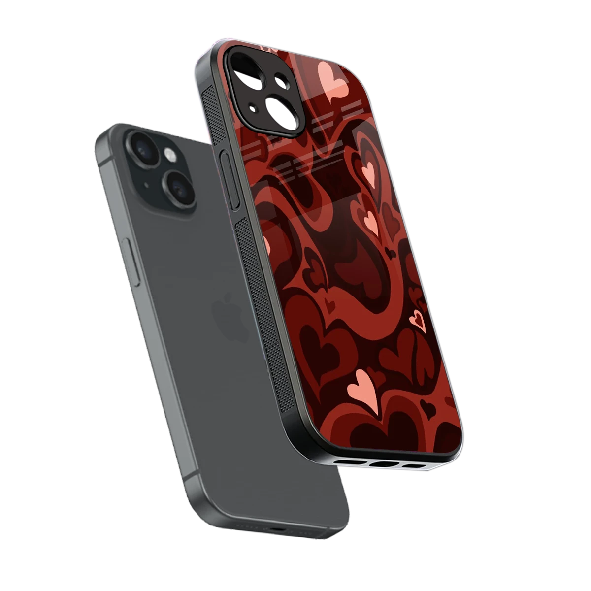 Y2K Red Meltdown Hearts sleek iphone 13 cover with tempered glass back and TPU edges