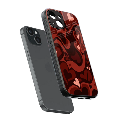 Y2K Red Meltdown Hearts sleek iphone 13 cover with tempered glass back and TPU edges