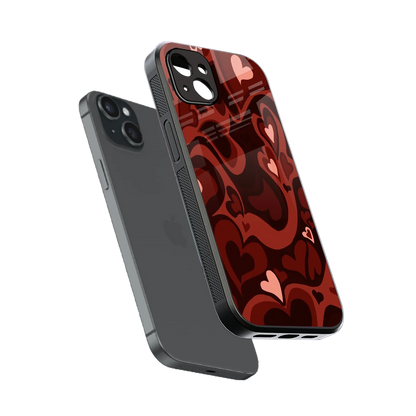 Y2K Red Meltdown Hearts sleek iphone 14 plus cover with tempered glass back and TPU edges