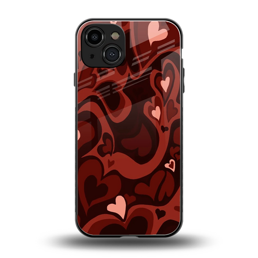 Y2K Red Meltdown Hearts back phone cover | glass case for iphone 15