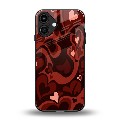Y2K Red Meltdown Hearts back phone cover | glass case for iphone 16 plus