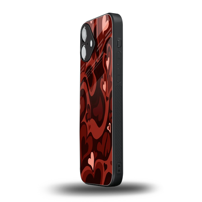 Y2K Red Meltdown Hearts iphone 16 plus mobile cover | shockproof glass phone case