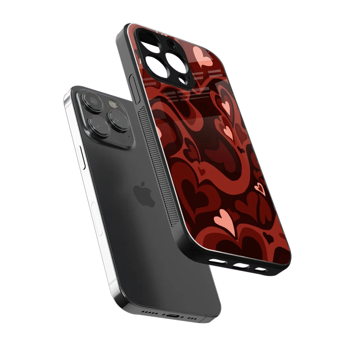 Y2K Red Meltdown Hearts sleek iphone 16 pro max cover with tempered glass back and TPU edges