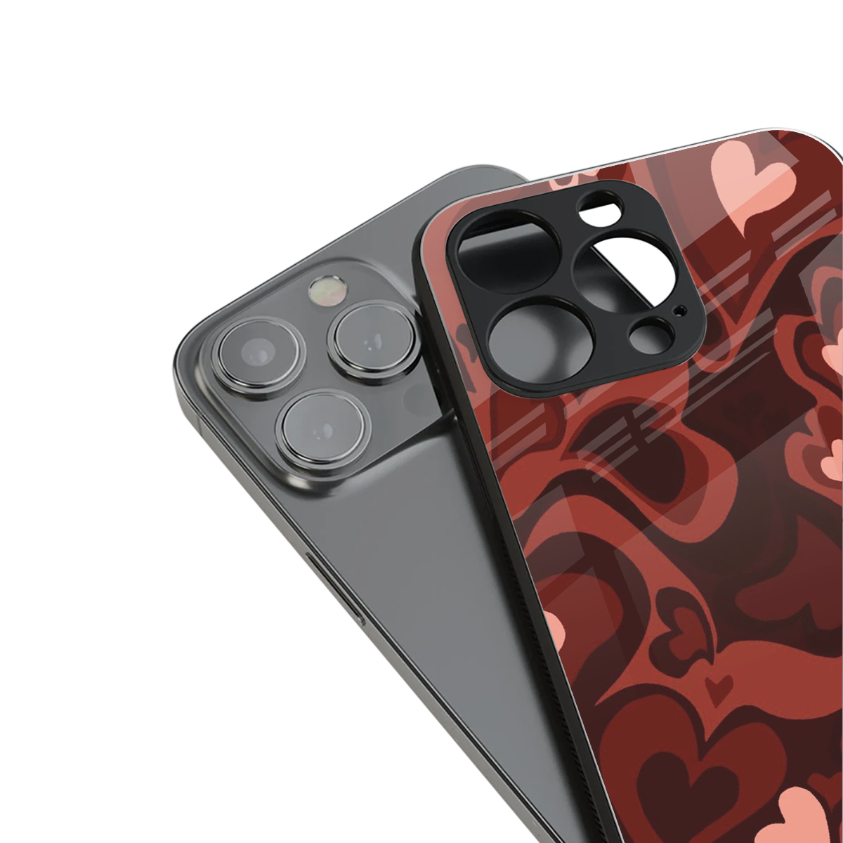 Y2K Red Meltdown Hearts Phone Case for Iphone 16 | Glass Case