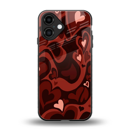 Y2K Red Meltdown Hearts back phone cover | glass case for iphone 16