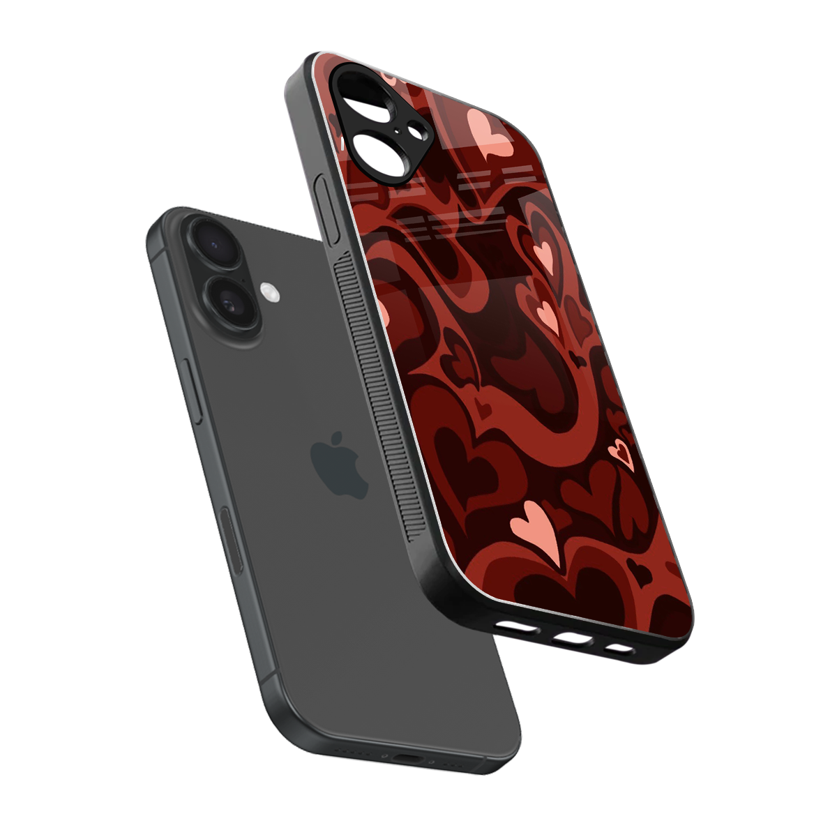 Y2K Red Meltdown Hearts Phone Case for Iphone 16 | Glass Case