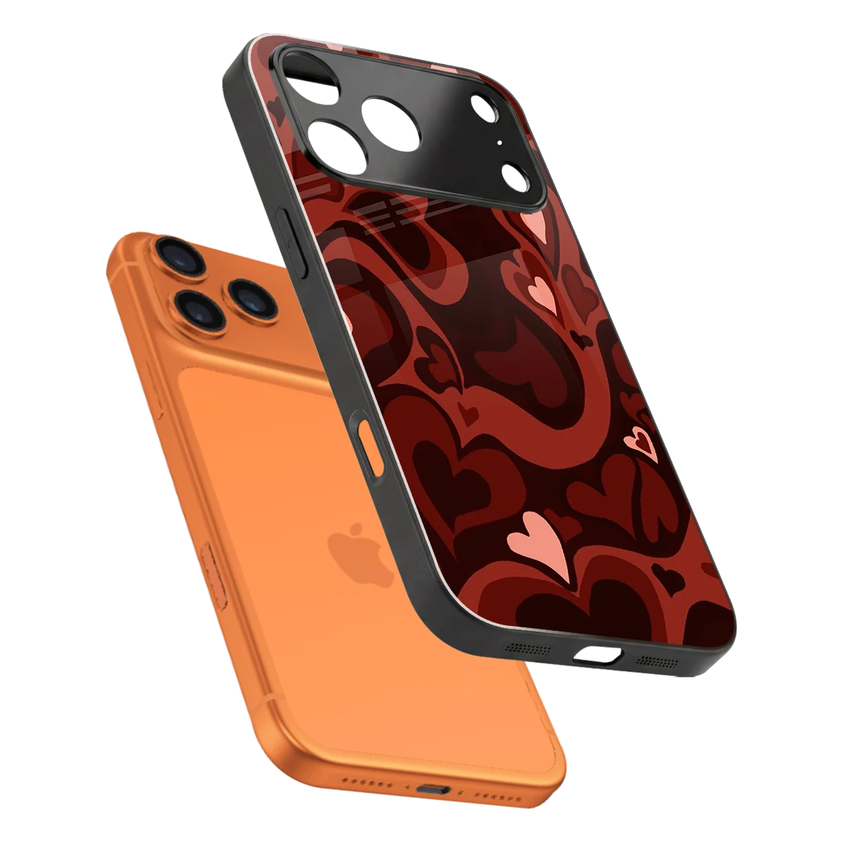 Y2K Red Meltdown Hearts sleek iphone 17 pro max cover with tempered glass back and TPU edges