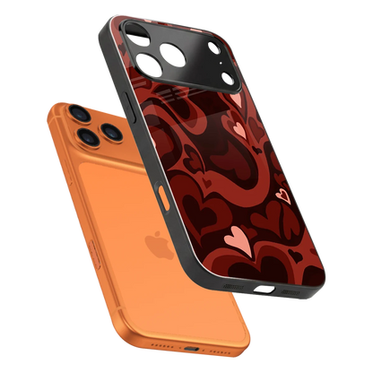 Y2K Red Meltdown Hearts sleek iphone 17 pro max cover with tempered glass back and TPU edges