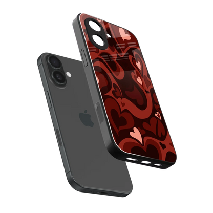 Y2K Red Meltdown Hearts sleek iphone 17 cover with tempered glass back and TPU edges