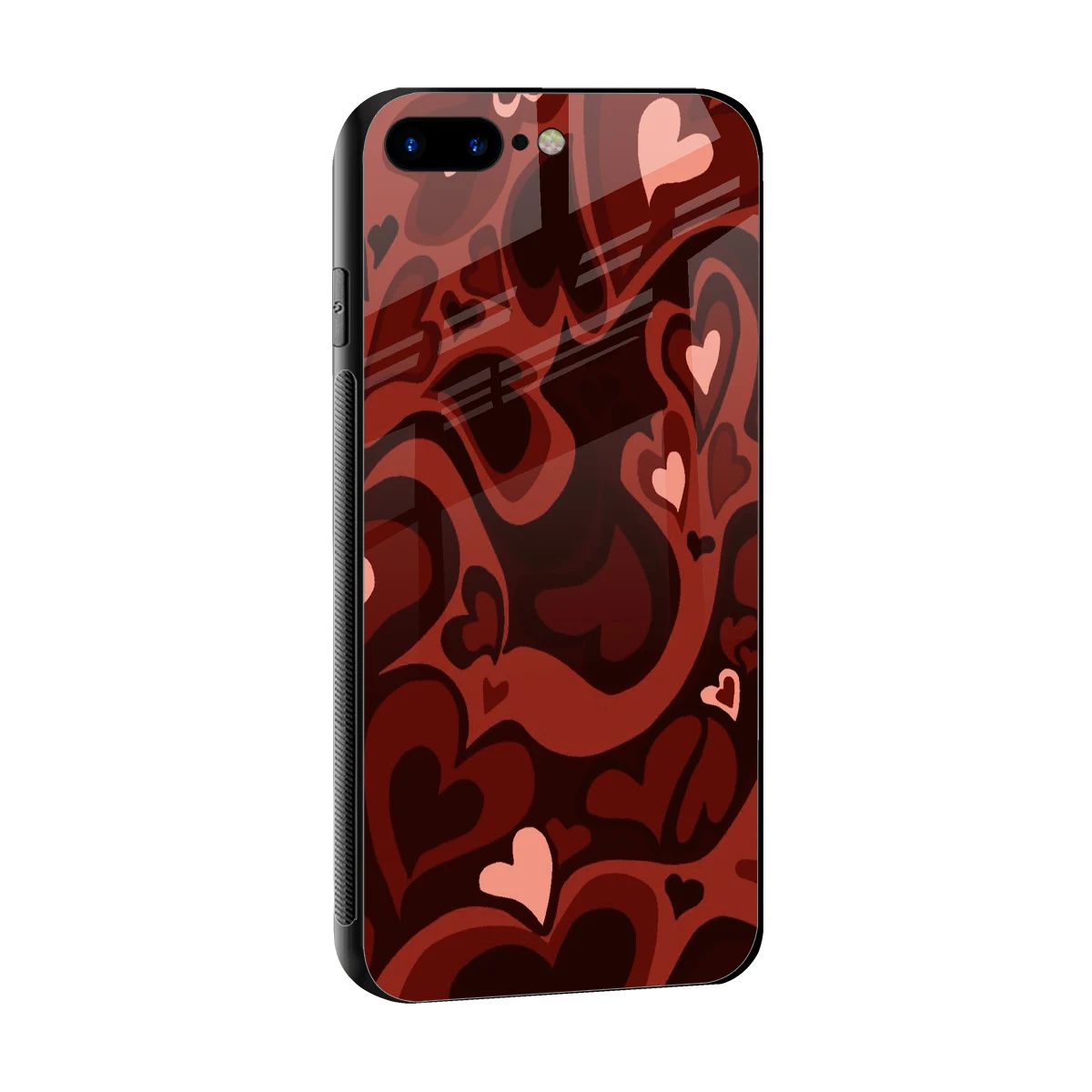 Y2K Red Meltdown Hearts sleek iphone 8 plus cover with tempered glass back and TPU edges