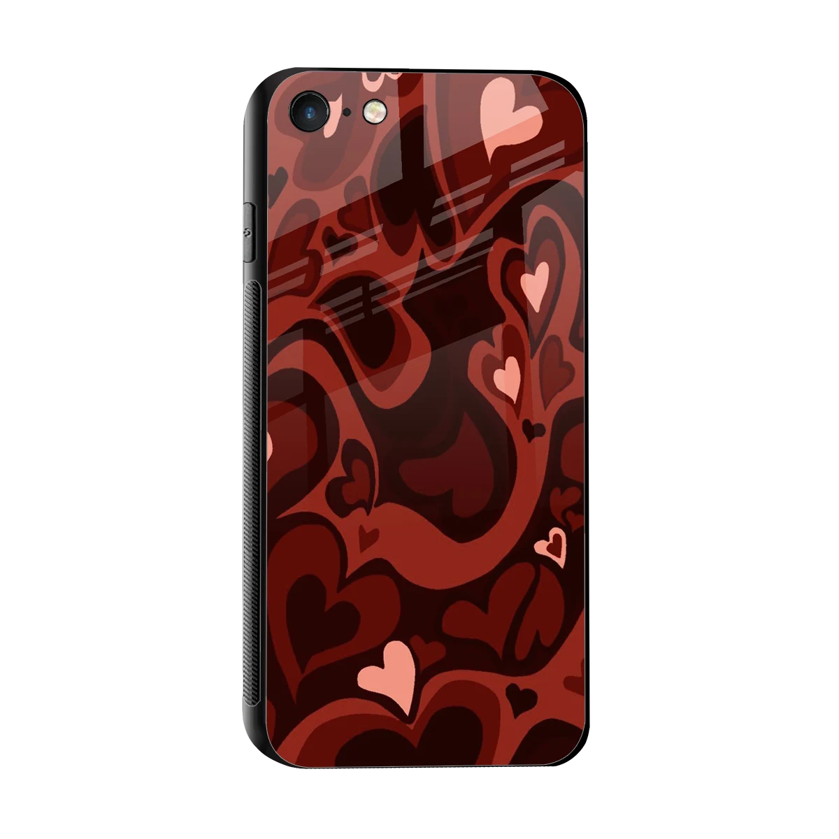Y2K Red Meltdown Hearts sleek iphone 7 cover with tempered glass back and TPU edges