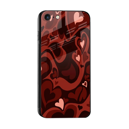 Y2K Red Meltdown Hearts sleek iphone 7 cover with tempered glass back and TPU edges