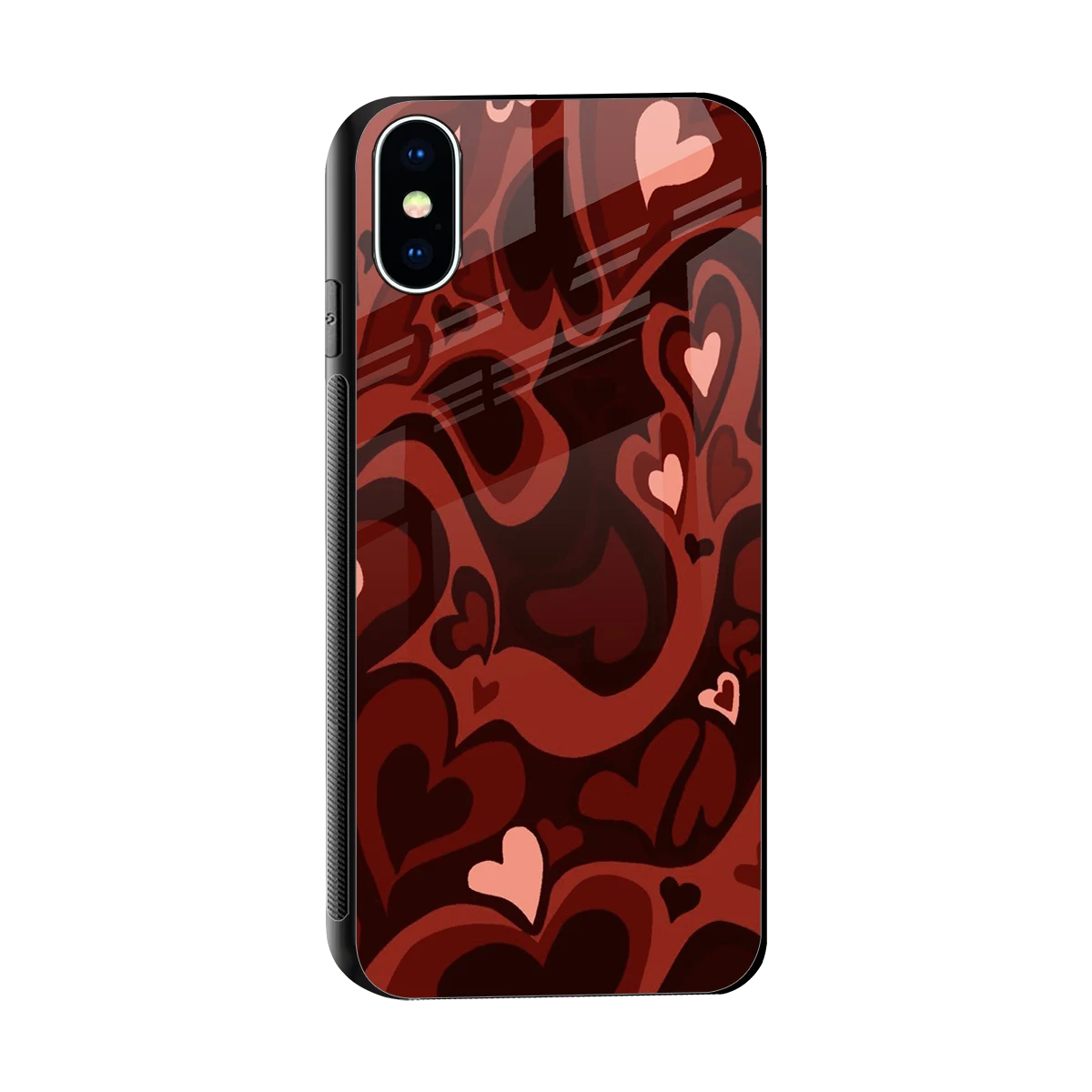 Y2K Red Meltdown Hearts sleek iphone x cover with tempered glass back and TPU edges