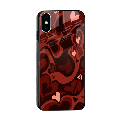 Y2K Red Meltdown Hearts sleek iphone x cover with tempered glass back and TPU edges