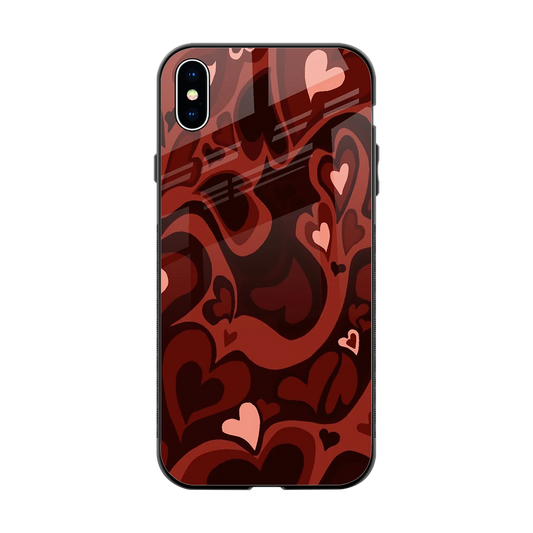 Y2K Red Meltdown Hearts back phone cover | glass case for iphone xs max