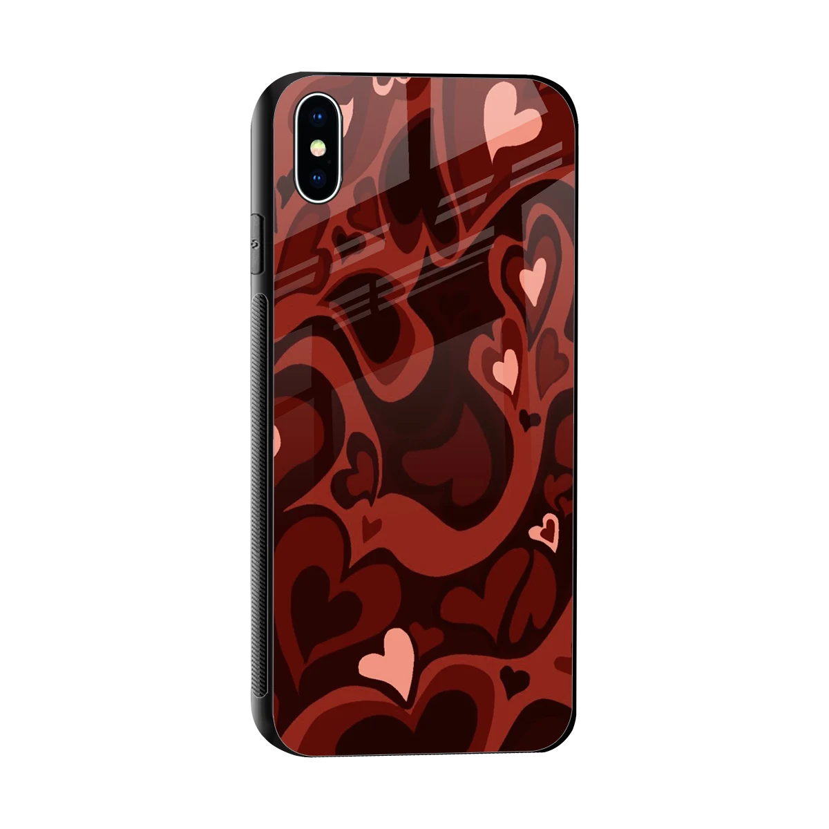 Y2K Red Meltdown Hearts sleek iphone xs max cover with tempered glass back and TPU edges
