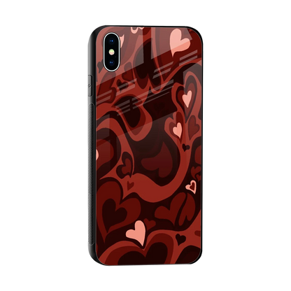 Y2K Red Meltdown Hearts sleek iphone xs max cover with tempered glass back and TPU edges