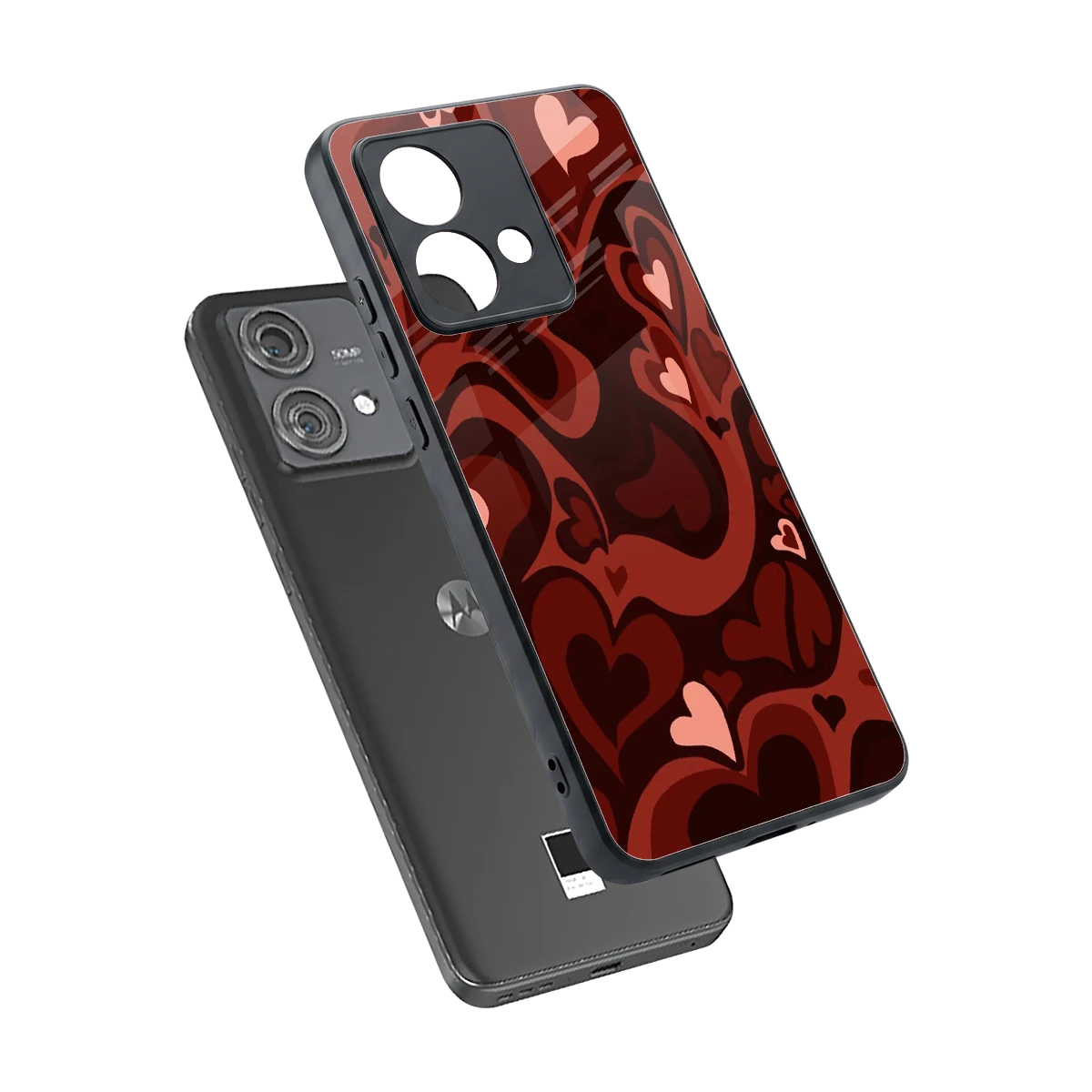 Y2K Red Meltdown Hearts sleek motorola edge 40 neo 5g cover with tempered glass back and TPU edges