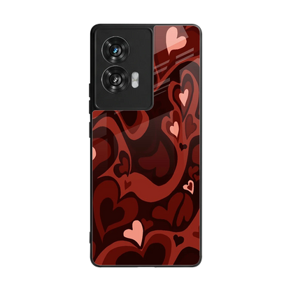 Y2K Red Meltdown Hearts back phone cover | glass case for motorola edge 50 fusion