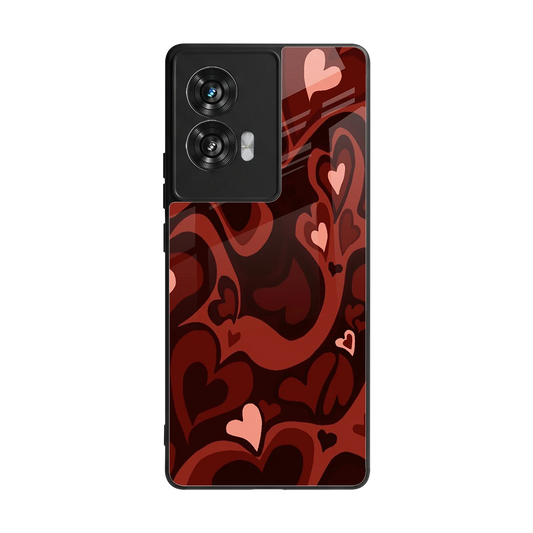 Y2K Red Meltdown Hearts back phone cover | glass case for motorola edge 50 fusion