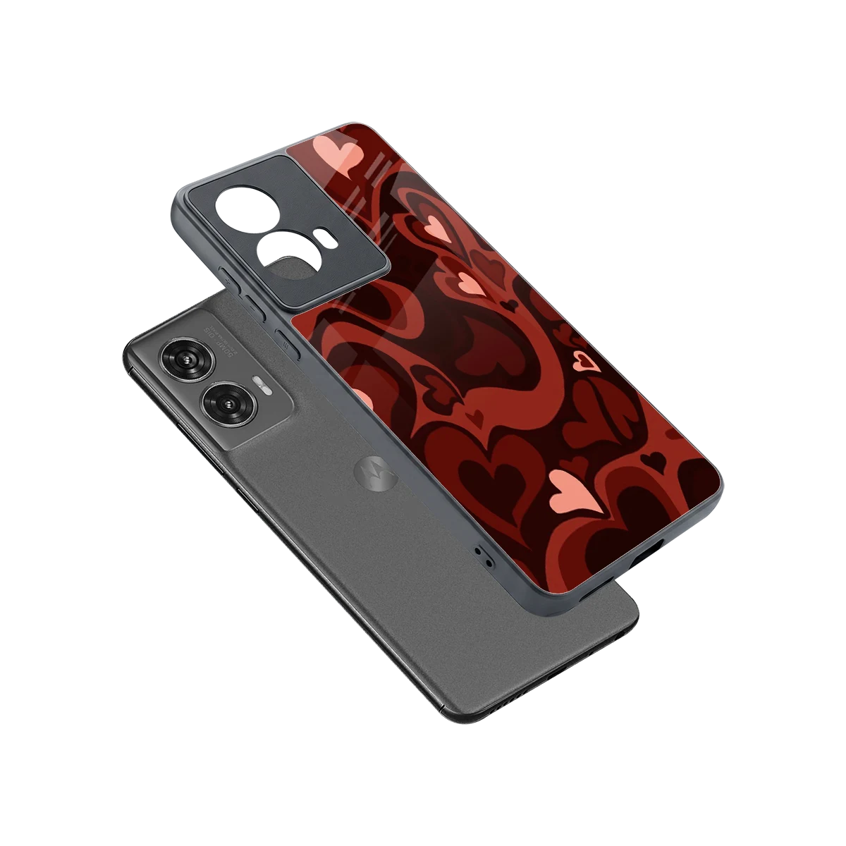 Y2K Red Meltdown Hearts sleek motorola edge 50 fusion cover with tempered glass back and TPU edges