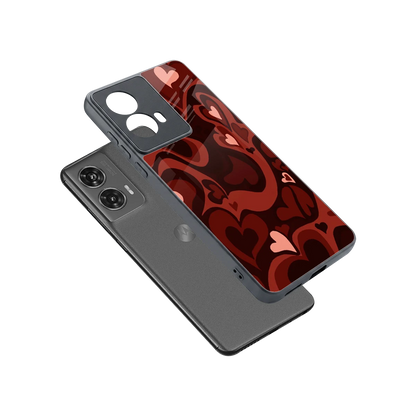 Y2K Red Meltdown Hearts sleek motorola edge 50 fusion cover with tempered glass back and TPU edges