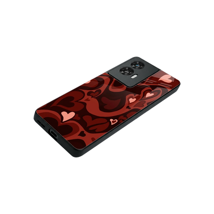 Y2K Red Meltdown Hearts stylish phone case for motorola edge 50 fusion | glossy glass and slim fit