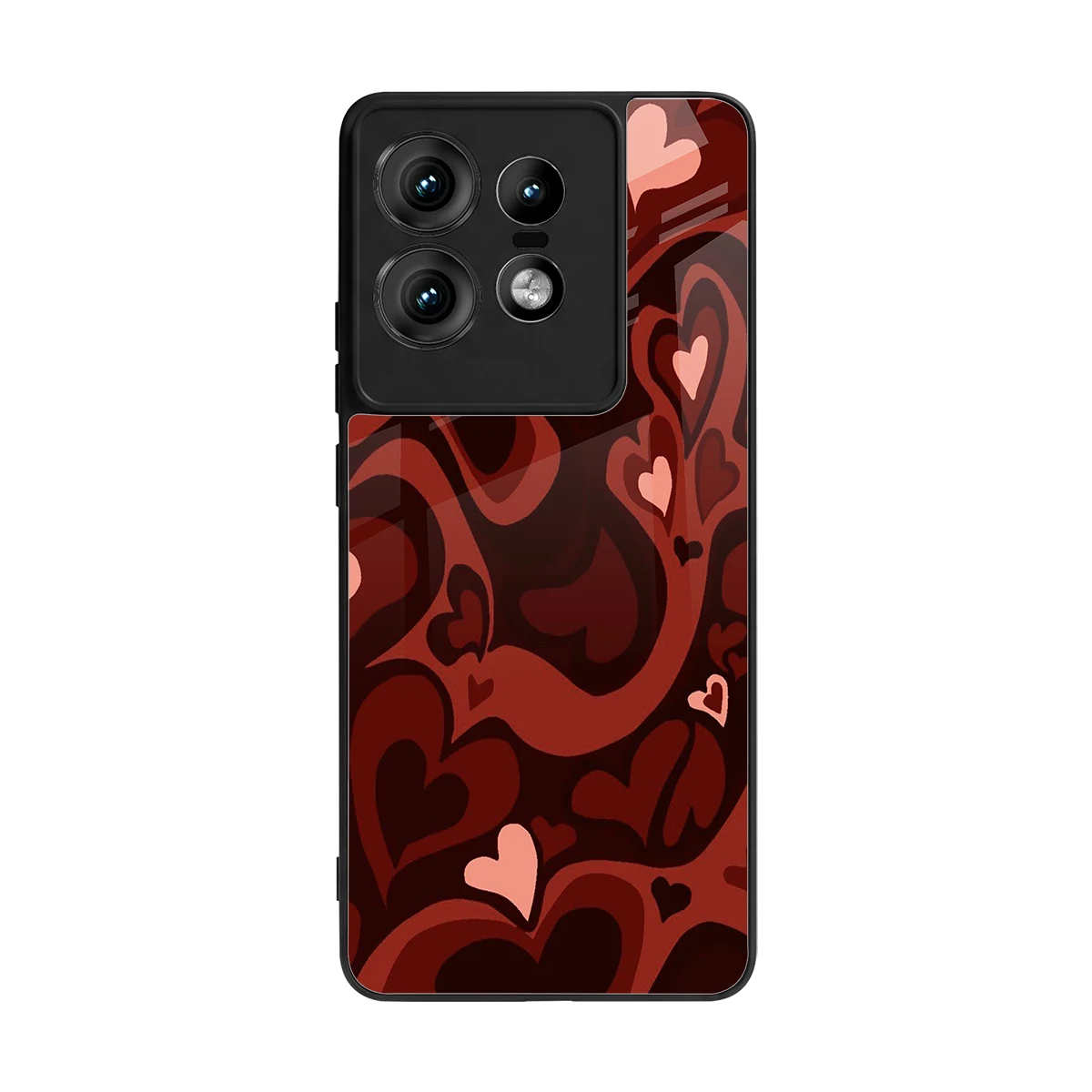Y2K Red Meltdown Hearts back phone cover | glass case for motorola edge 50 pro