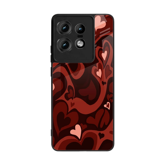 Y2K Red Meltdown Hearts back phone cover | glass case for motorola edge 50 pro