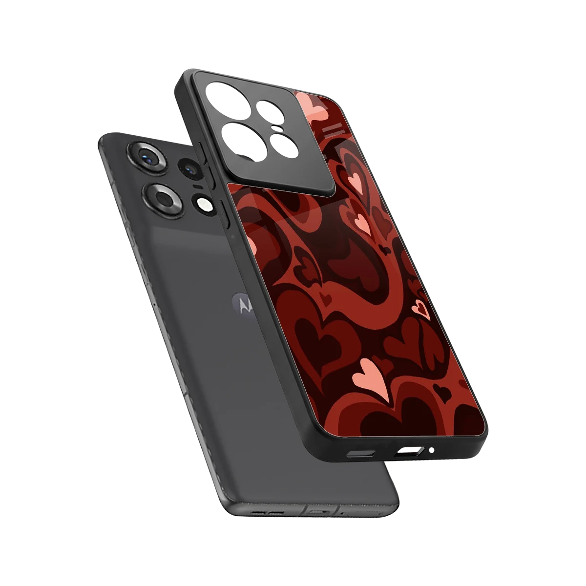 Y2K Red Meltdown Hearts sleek motorola edge 50 pro cover with tempered glass back and TPU edges