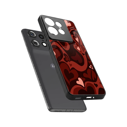Y2K Red Meltdown Hearts sleek motorola edge 50 pro cover with tempered glass back and TPU edges