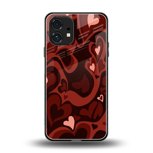 Y2K Red Meltdown Hearts back phone cover | glass case for nothing phone 1