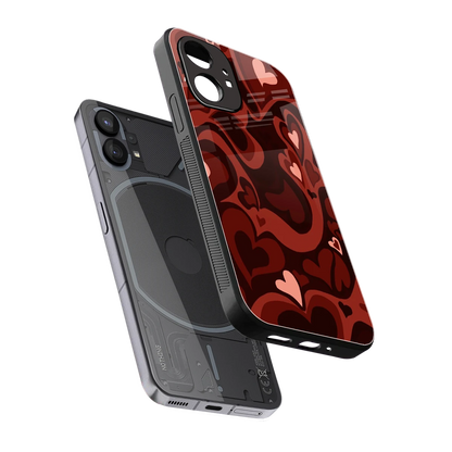 Y2K Red Meltdown Hearts sleek nothing phone 1 cover with tempered glass back and TPU edges