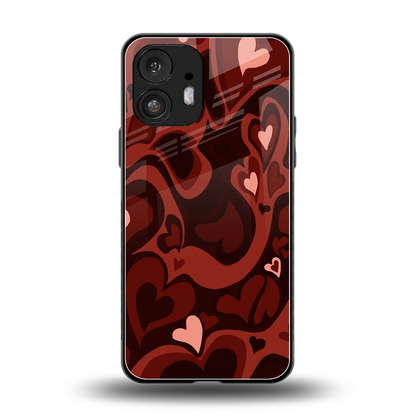 Y2K Red Meltdown Hearts back phone cover | glass case for nothing phone 2