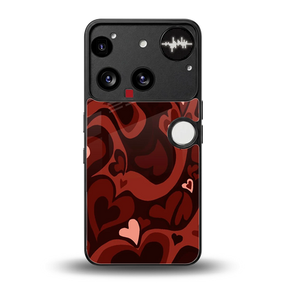 Y2K Red Meltdown Hearts back phone cover | glass case for nothing phone 3