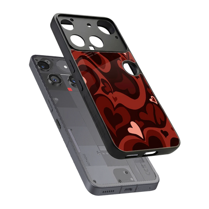 Y2K Red Meltdown Hearts sleek nothing phone 3 cover with tempered glass back and TPU edges