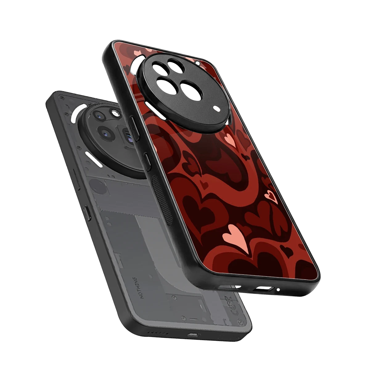 Y2K Red Meltdown Hearts sleek nothing phone 3a pro cover with tempered glass back and TPU edges