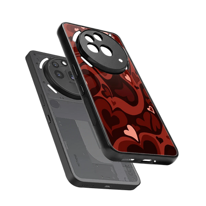 Y2K Red Meltdown Hearts sleek nothing phone 3a pro cover with tempered glass back and TPU edges