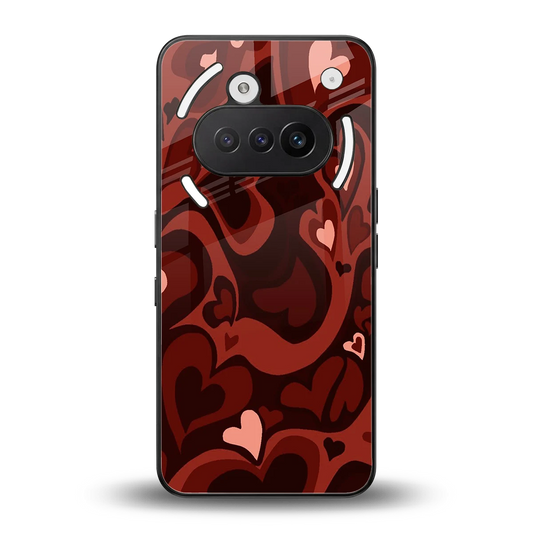 Y2K Red Meltdown Hearts back phone cover | glass case for nothing phone 3a