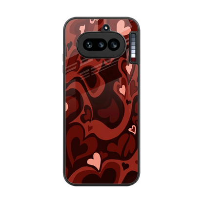 Y2K Red Meltdown Hearts back phone cover | glass case for nothing phone 4a