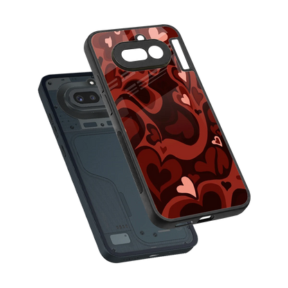 Y2K Red Meltdown Hearts sleek nothing phone 4a cover with tempered glass back and TPU edges