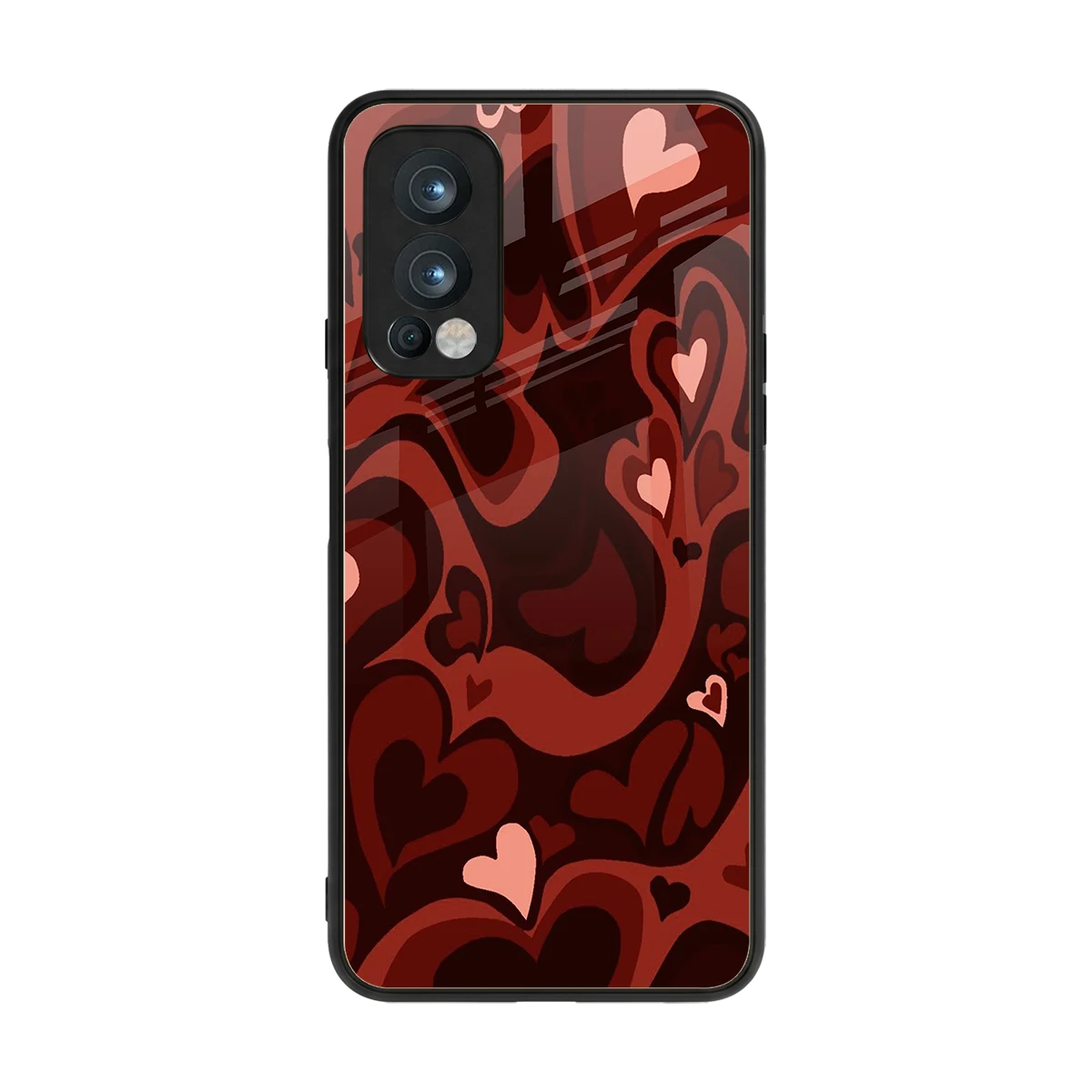 Y2K Red Meltdown Hearts back phone cover | glass case for oneplus nord 2