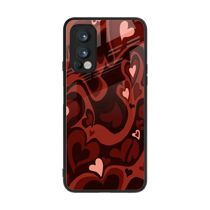 Y2K Red Meltdown Hearts back phone cover | glass case for oneplus nord 2